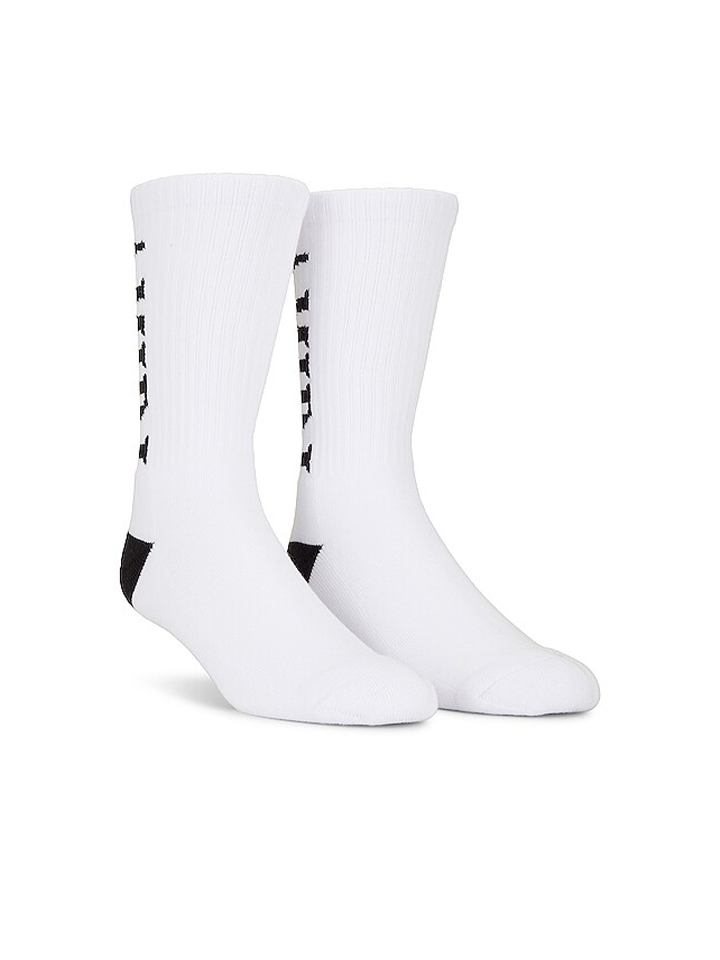 Amiri – Socken mit vertikalem Logo in Weiß/Schwarz