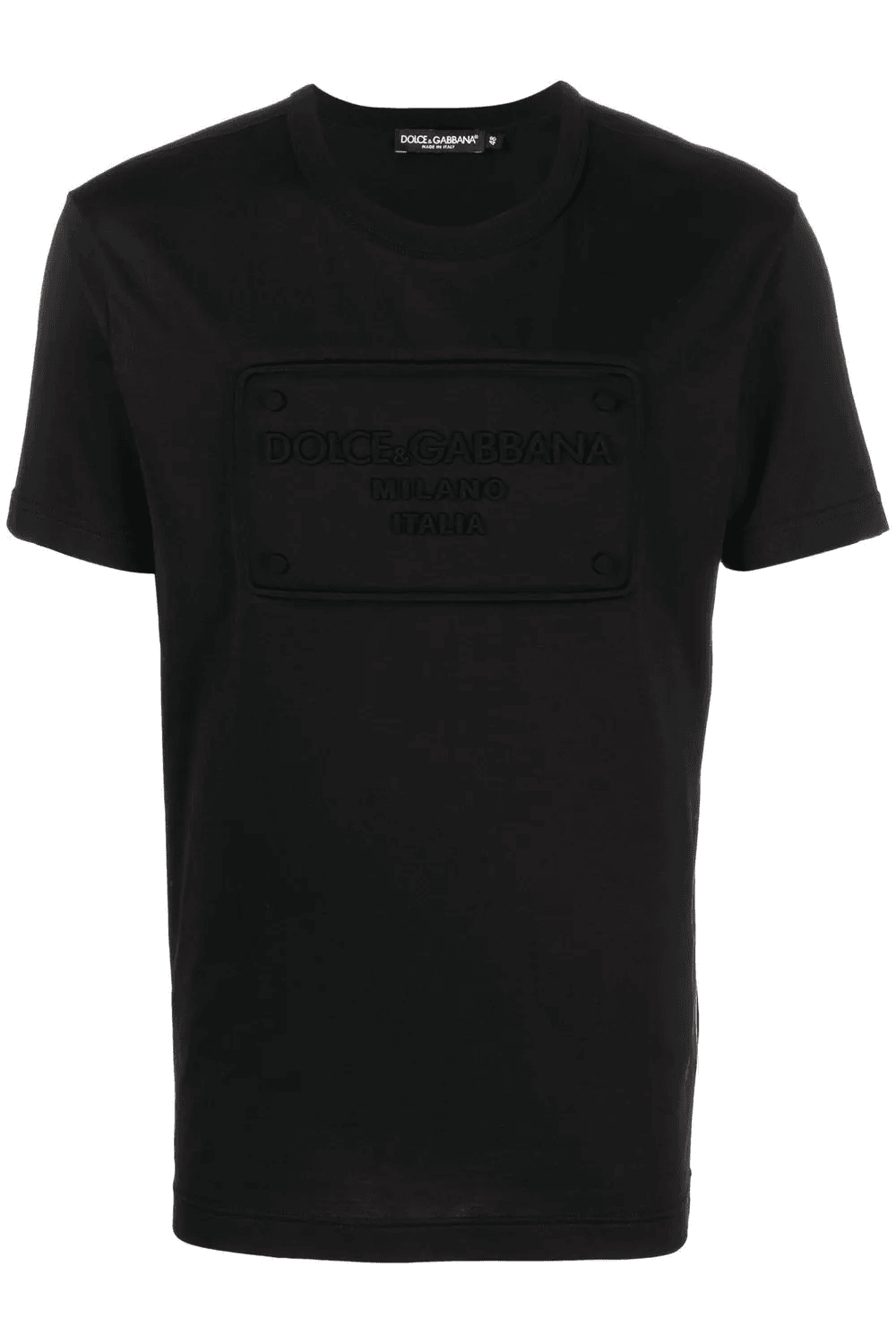 Dolce &amp; Gabbana – T-Shirt mit geprägtem Logo in Schwarz