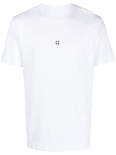 Givenchy – Weißes T-Shirt mit kleinem 4G-Logo-Stickerei