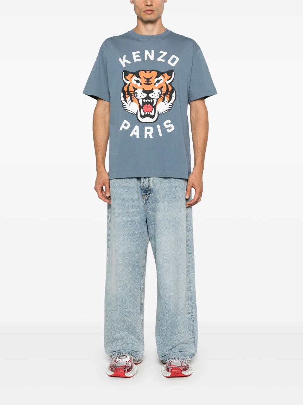 Kenzo – T-Shirt mit „Lucky Tiger“-Print in Blau