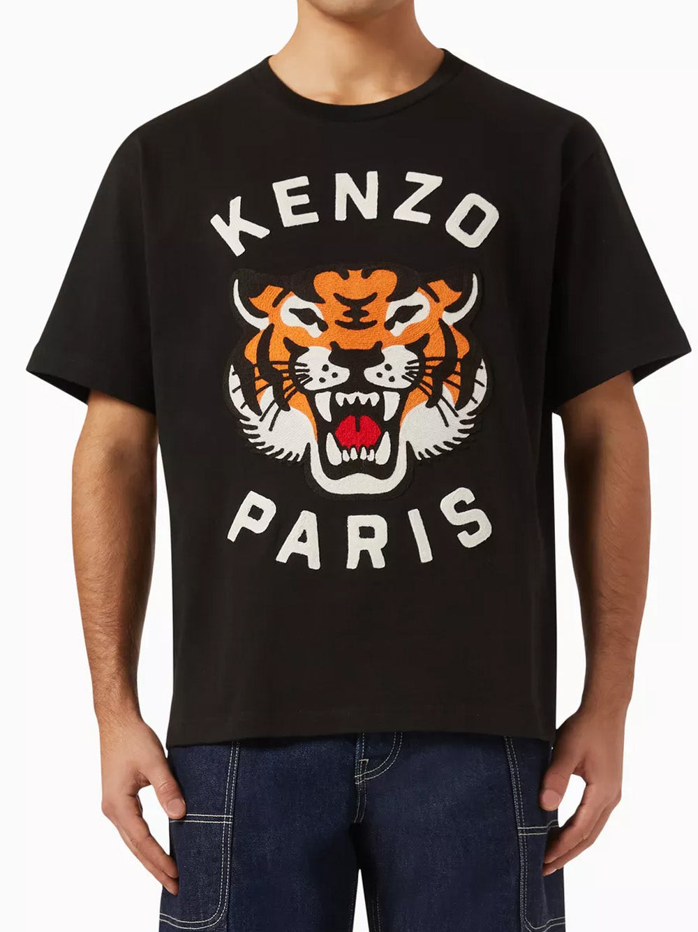 Kenzo – Schwarzes T-Shirt mit „Lucky Tiger“-Print
