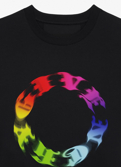 Givenchy – Oversize-T-Shirt mit Regenbogen-Kreislogo in Schwarz