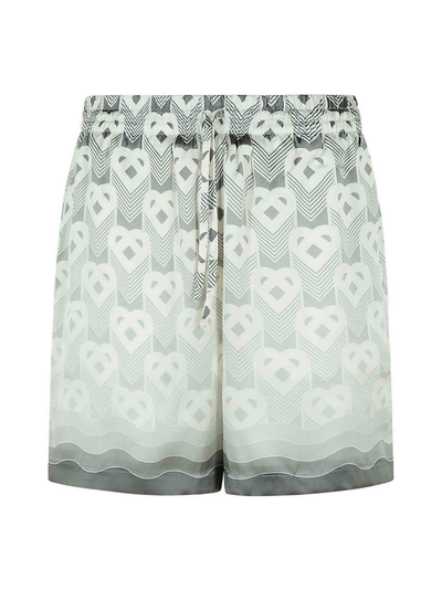 Casablanca – Seidenshorts mit Farbverlauf und Herz-Monogramm in Grau