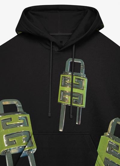 Givenchy – Oversize-Kapuzenpullover mit 4G-Lock-Logo in Schwarz
