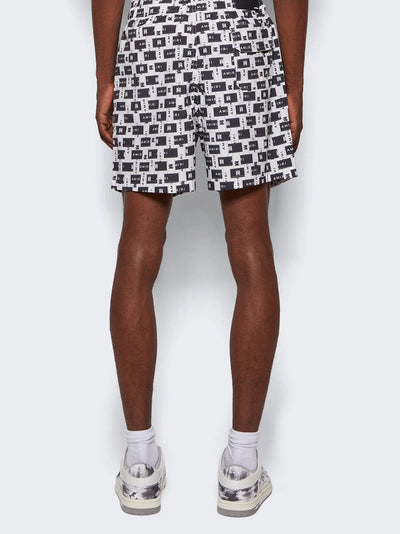 Amiri Interweave Badeshorts in Weiß/Schwarz