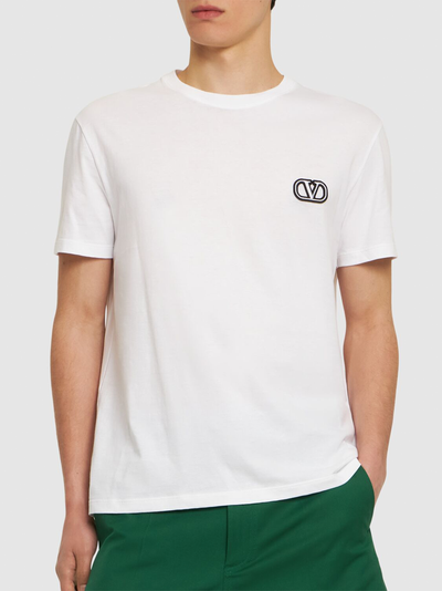 Valentino – Weißes T-Shirt mit VLogo-Signature-Patch