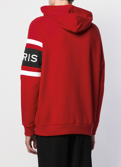 Givenchy Paris – Kapuzenpullover mit Kontraststreifen-Stickerei in Rot