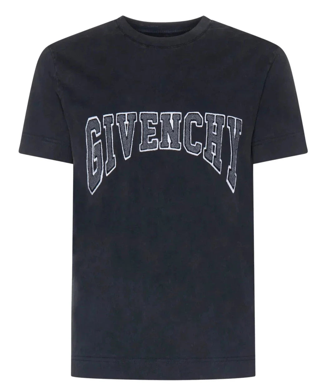 Givenchy – Schwarzes T-Shirt mit gesticktem Logo-Patch
