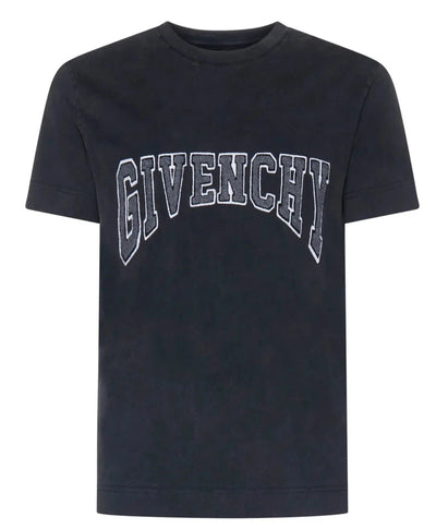 Givenchy – Schwarzes T-Shirt mit gesticktem Logo-Patch