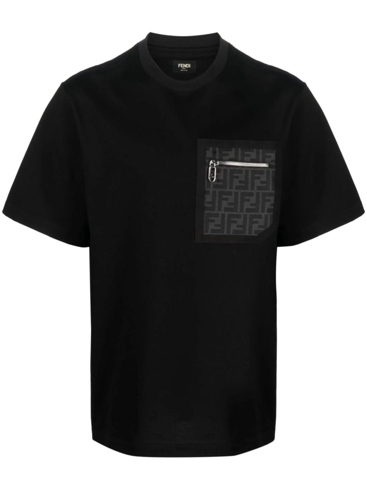 Fendi – Oversize-T-Shirt mit FF-Monogrammtasche in Schwarz