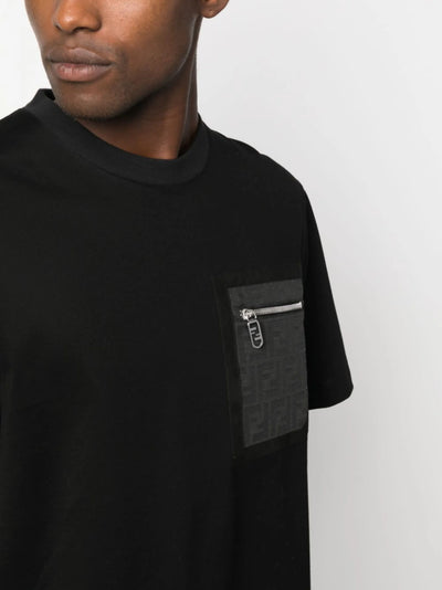 Fendi – Oversize-T-Shirt mit FF-Monogrammtasche in Schwarz