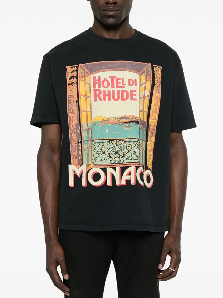 Rhude Hotel di Monaco T-Shirt in Schwarz