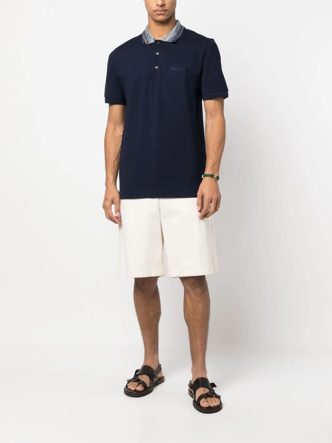 Missoni – Poloshirt mit gestreiftem Kragen in Marineblau