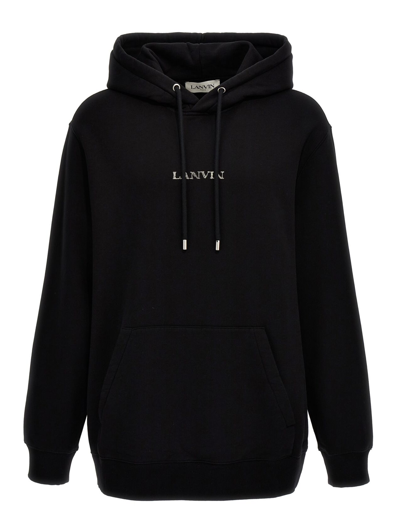 Lanvin Paris – Locker geschnittener Kapuzenpullover mit Logo in Schwarz