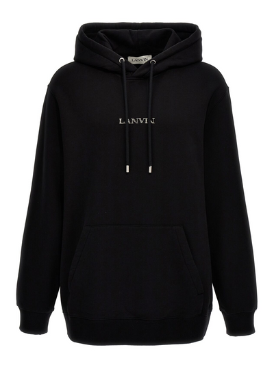 Lanvin Paris – Locker geschnittener Kapuzenpullover mit Logo in Schwarz