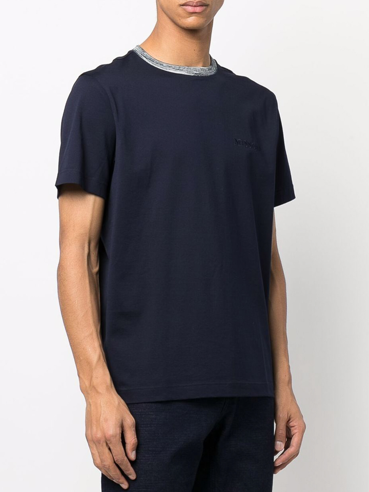 Missoni – T-Shirt mit gesticktem Logo in Marineblau