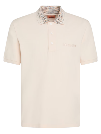 Missoni – Poloshirt mit gestreiftem Kragen in Beige