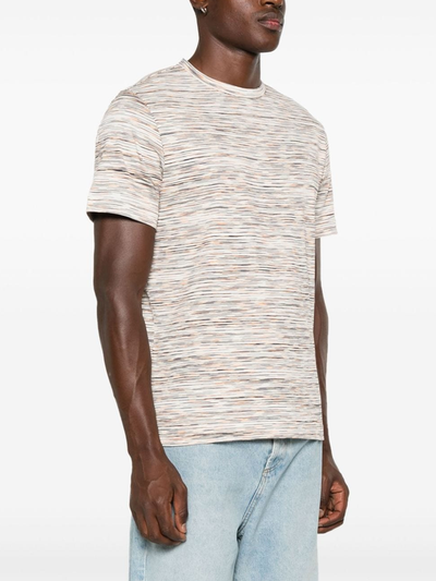 Missoni T-Shirt mit Slub-Streifenprint in Orange-Weiß
