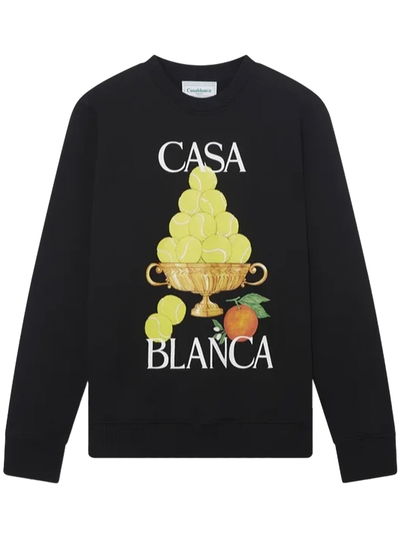 Casablanca L'Artiste Bedrucktes Sweatshirt mit Rundhalsausschnitt in Schwarz