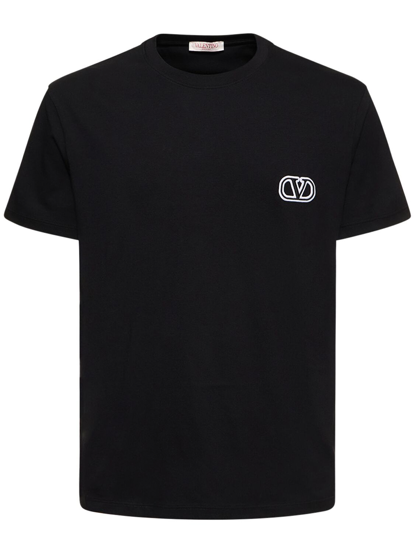 Valentino – Schwarzes T-Shirt mit VLogo-Signatur-Patch