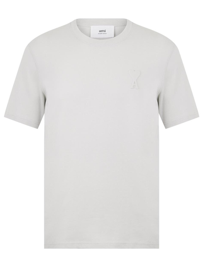 Ami Paris De Coeur – Weißes T-Shirt mit geprägtem Logomotiv