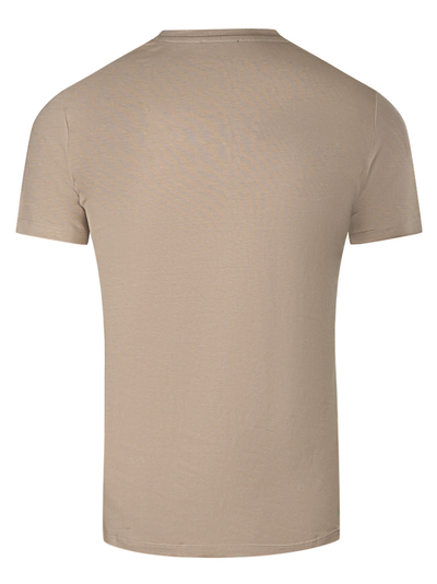 Balmain – Braunes T-Shirt mit vertikal geprägtem Logo