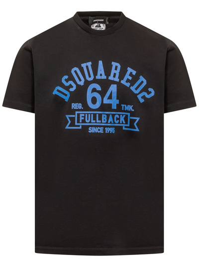 Dsquared2 – Schwarzes T-Shirt mit FullBack 64-Logodruck