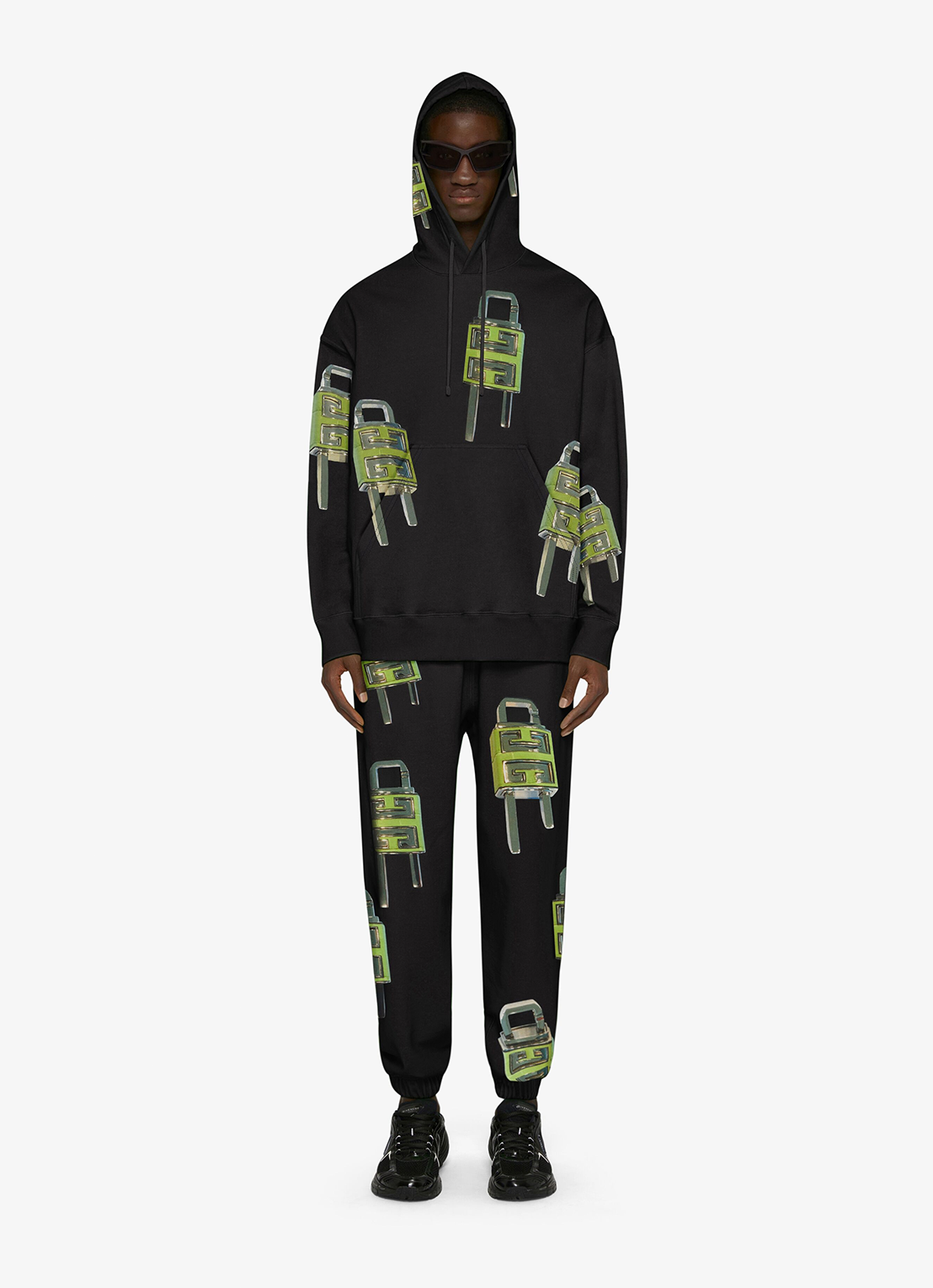 Givenchy – Oversize-Kapuzenpullover mit 4G-Lock-Logo in Schwarz