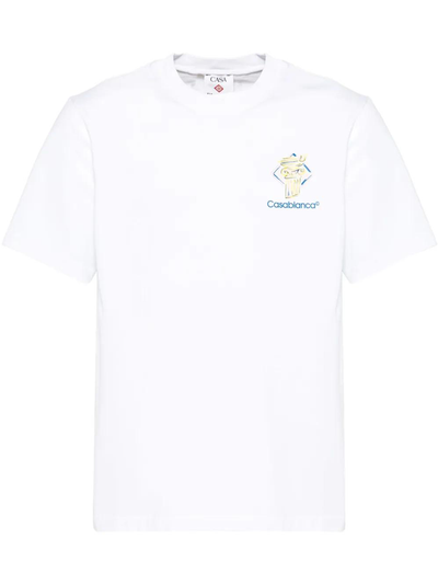 Casablanca – Weißes T-Shirt mit Diamantsäulen-Print