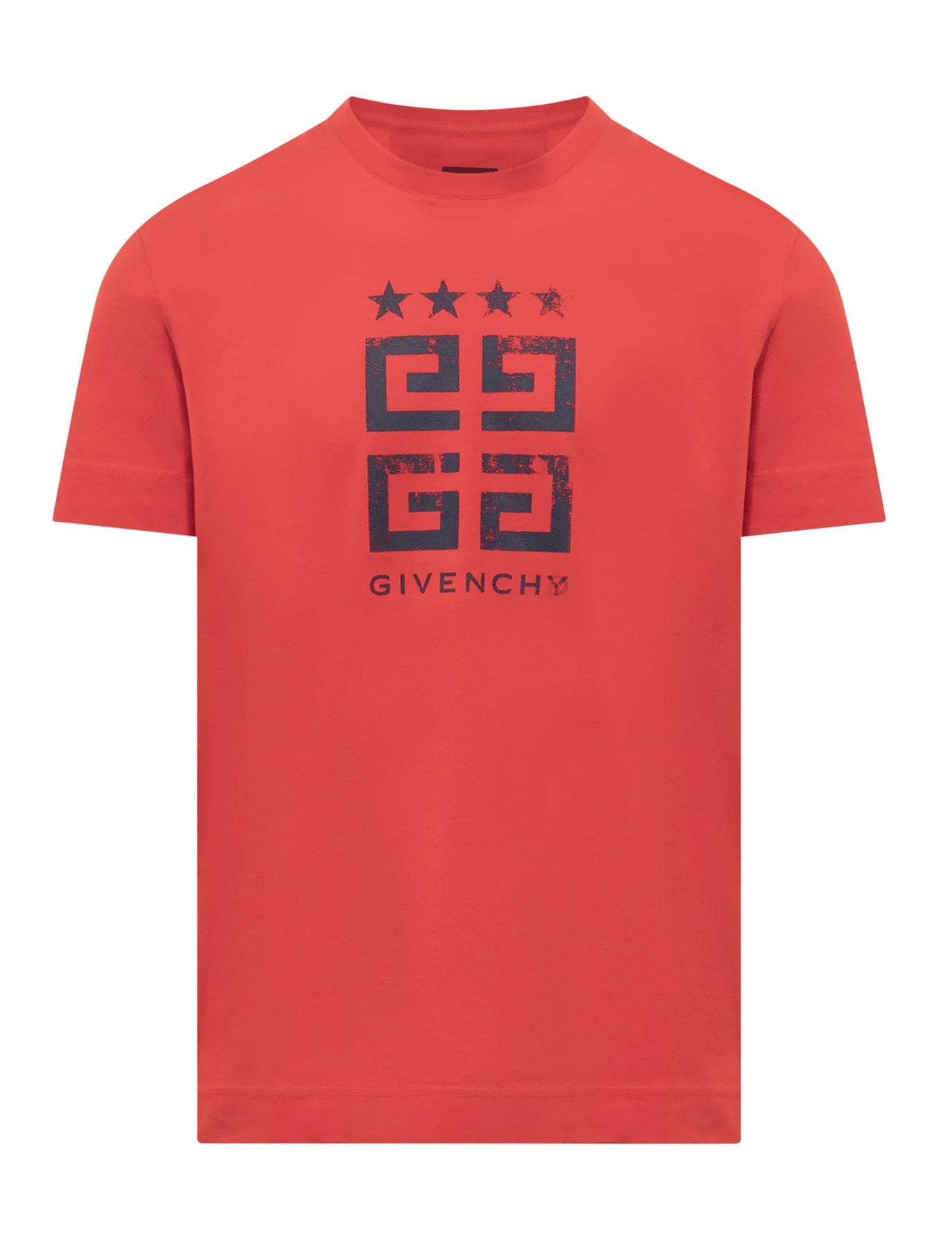 Givenchy – Schmal geschnittenes T-Shirt mit 4G-Sternen in Rot