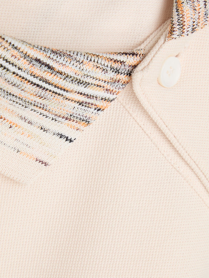 Missoni – Poloshirt mit gestreiftem Kragen in Beige