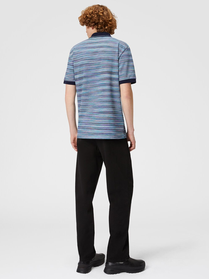 Missoni – Gestreiftes Slub-Poloshirt in Blau-Lila