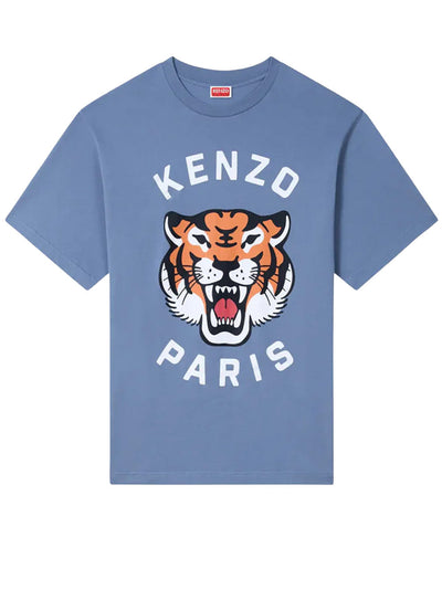 Kenzo – T-Shirt mit „Lucky Tiger“-Print in Blau