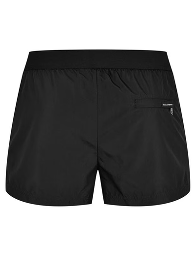 Dolce &amp; Gabbana – Schwarze Badeshorts mit Logo-Schriftzug