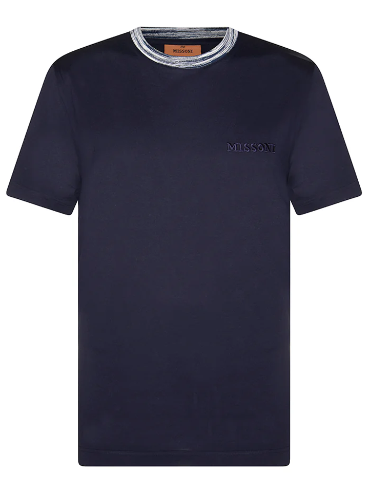 Missoni – T-Shirt mit gesticktem Logo in Marineblau
