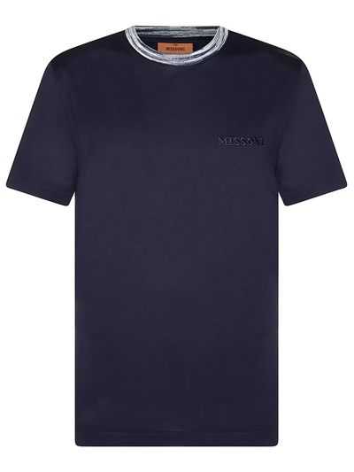 Missoni – T-Shirt mit gesticktem Logo in Marineblau