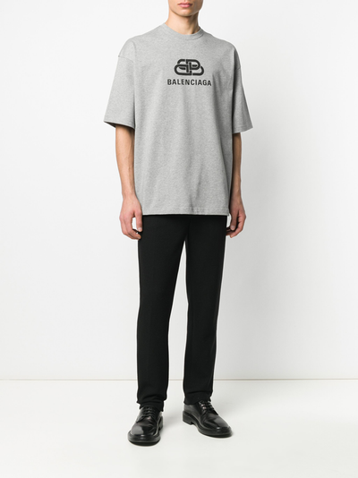 Balenciaga – T-Shirt mit BB-Logo-Aufdruck in Grau