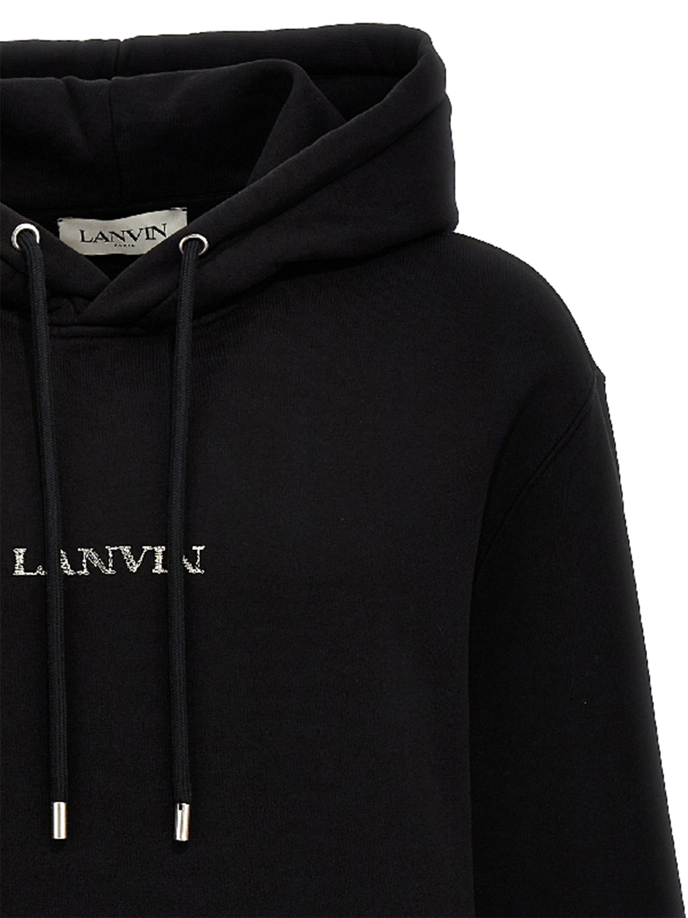 Lanvin Paris – Locker geschnittener Kapuzenpullover mit Logo in Schwarz