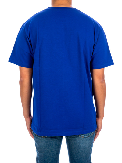 Gucci – T-Shirt mit vertikalem Logo-Aufdruck in Blau