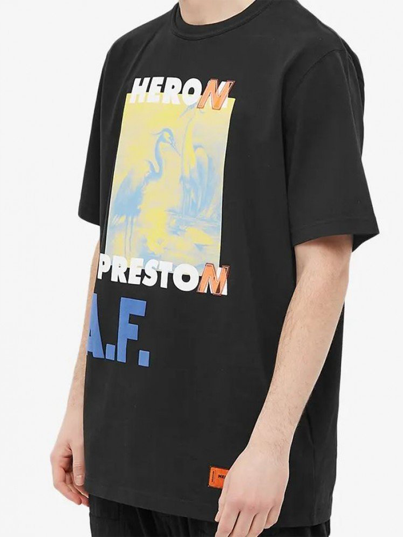 Heron AF – Autorisiertes Heron-T-Shirt mit Aufdruck in Schwarz