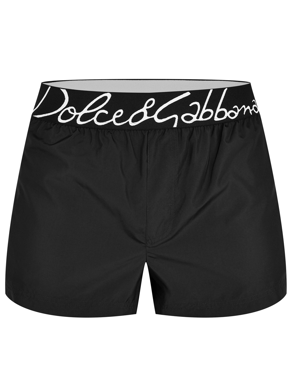 Dolce &amp; Gabbana – Schwarze Badeshorts mit Logo-Schriftzug