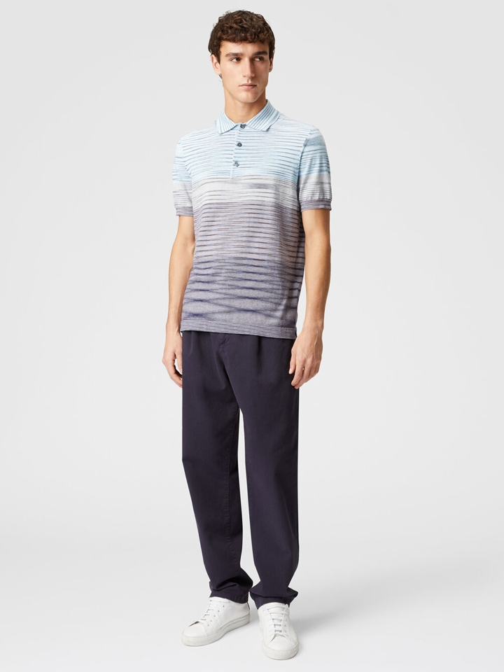 Missoni Poloshirt mit Slub-Muster in Hellblau und Lila
