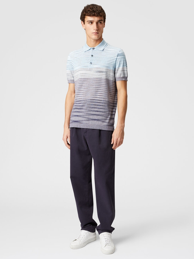 Missoni Poloshirt mit Slub-Muster in Hellblau und Lila