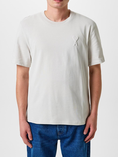 Ami Paris De Coeur – Weißes T-Shirt mit geprägtem Logomotiv