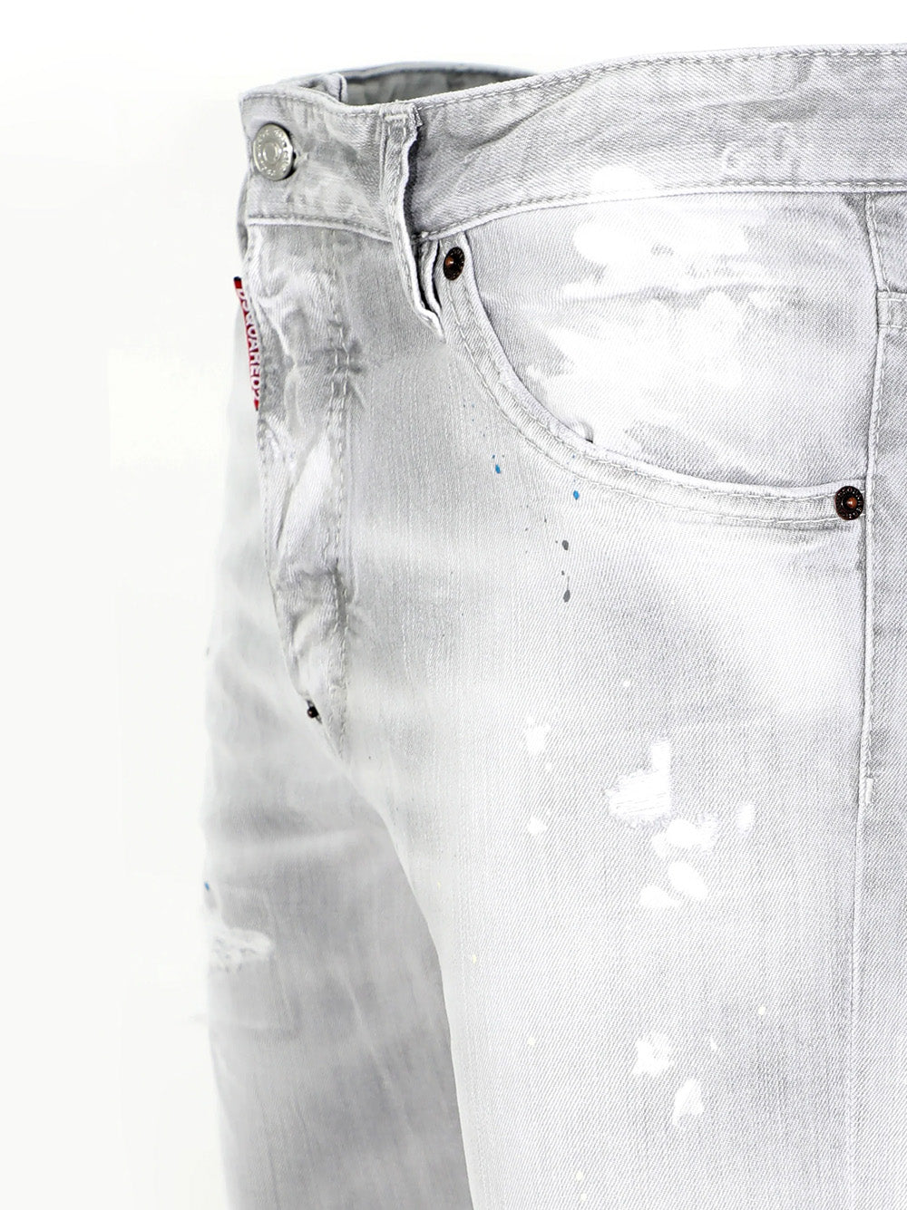 Dsquared2 – Graue Jeans mit abstraktem Muster und mehreren Farben