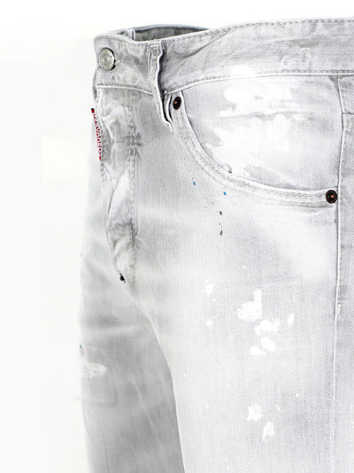 Dsquared2 – Graue Jeans mit abstraktem Muster und mehreren Farben