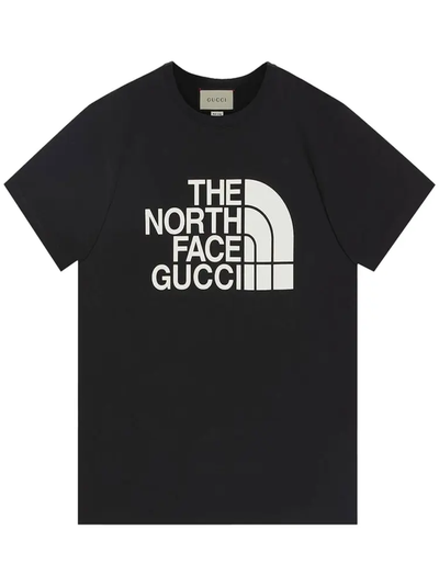 Gucci x The North Face – Schwarzes T-Shirt mit Logodruck