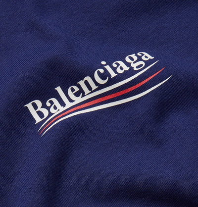 Balenciaga Oversized T-Shirt aus Baumwolljersey mit politischem Logo-Print Blau