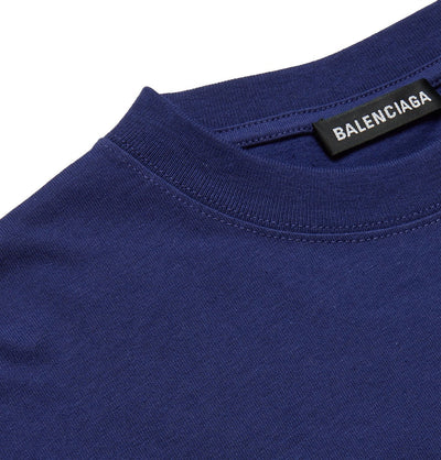 Balenciaga Oversized T-Shirt aus Baumwolljersey mit politischem Logo-Print Blau