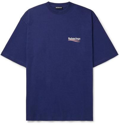 Balenciaga Oversized T-Shirt aus Baumwolljersey mit politischem Logo-Print Blau